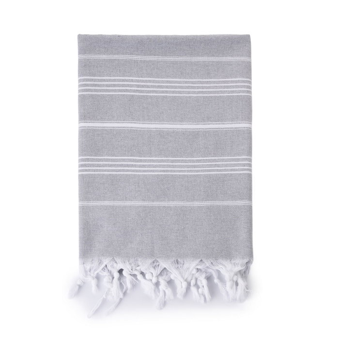 Mijolnir Toalla de playa Fouta Gris claro y blanco, 80 x 170 cm Mijolnir Toalla de playa Fouta Gris claro y blanco, 80 x 170 cm